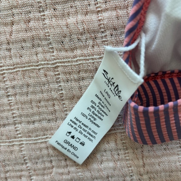 Salt Life Pink & Blue Triangle Striped Bikini Top size Large - Picture 7 of 13